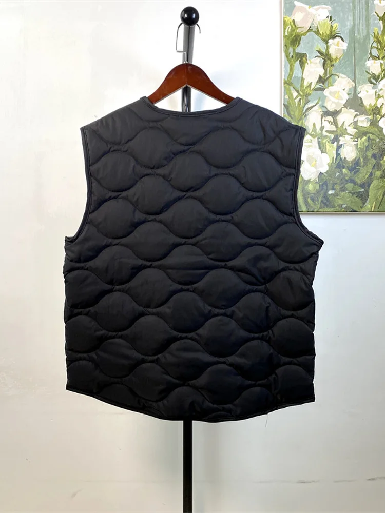 Bla Simple Layered Loose oulder Open-Front Lightweight Cotton Vest Svel Jaet Single-Button Warm Women's Outerwear