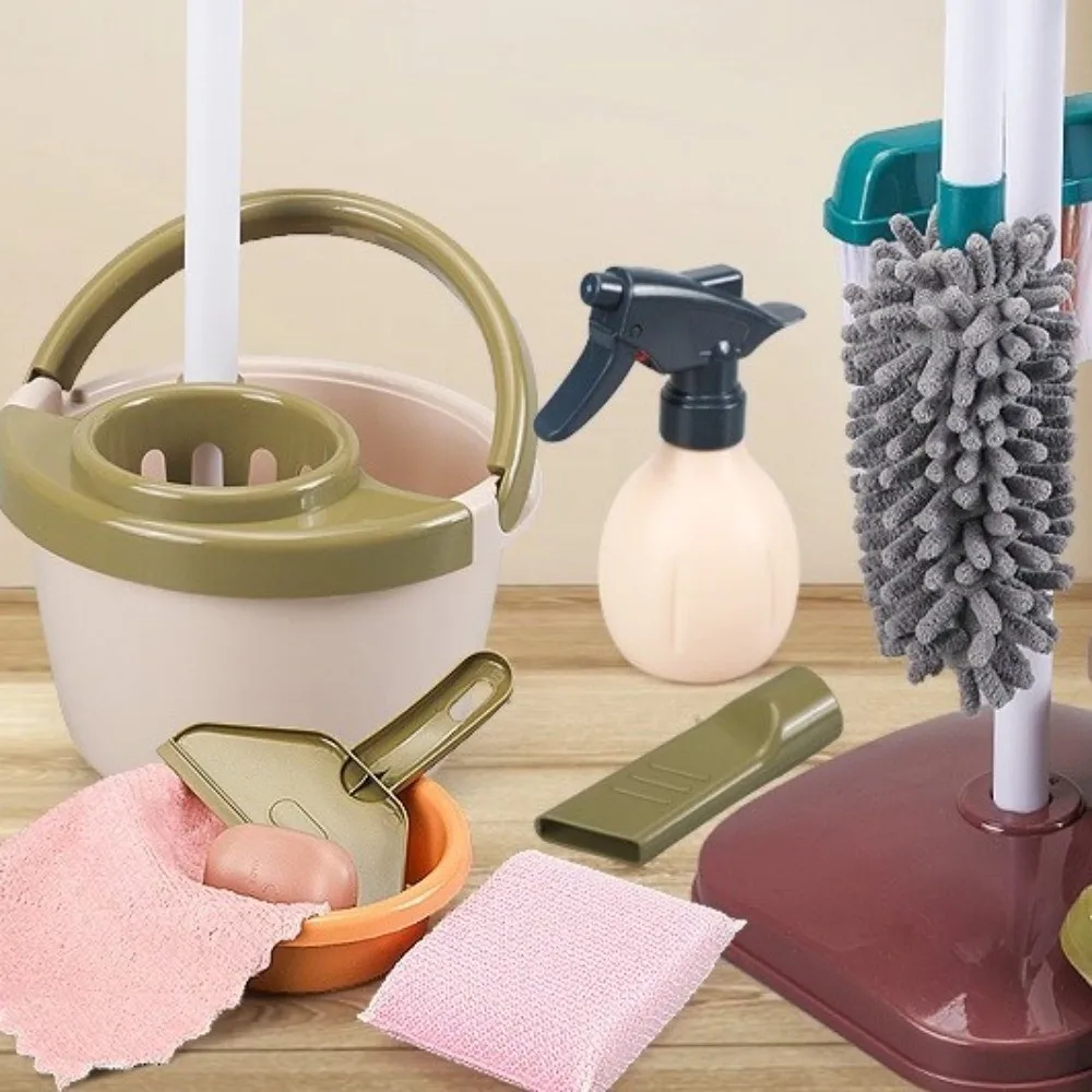 ごっこ遊び 子供用掃除道具セット インタラクティブな発達教育プレイセット プラスチック製 安全なシミュレーション掃除おもちゃ