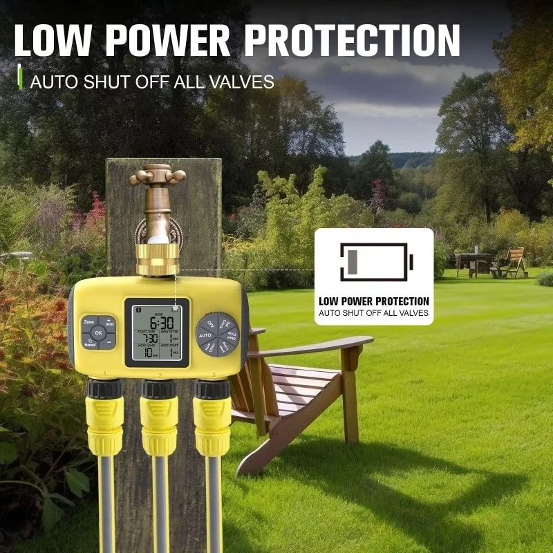 3 Outlet Automatic Garden Water Timer Smart Irrigation Controller For Outdoor Plant Watering