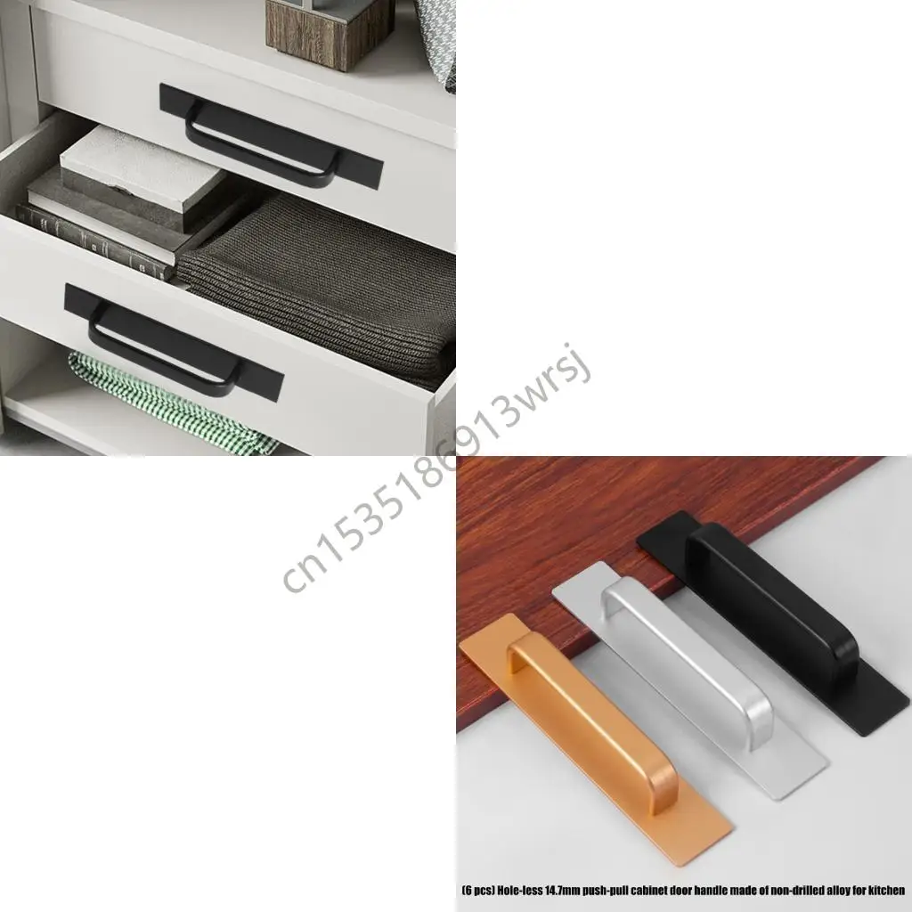 

G5GB 6PCS Adhesive Drawer Handles Aluminum Tool Easy Fixing Cupboard Handle for Home