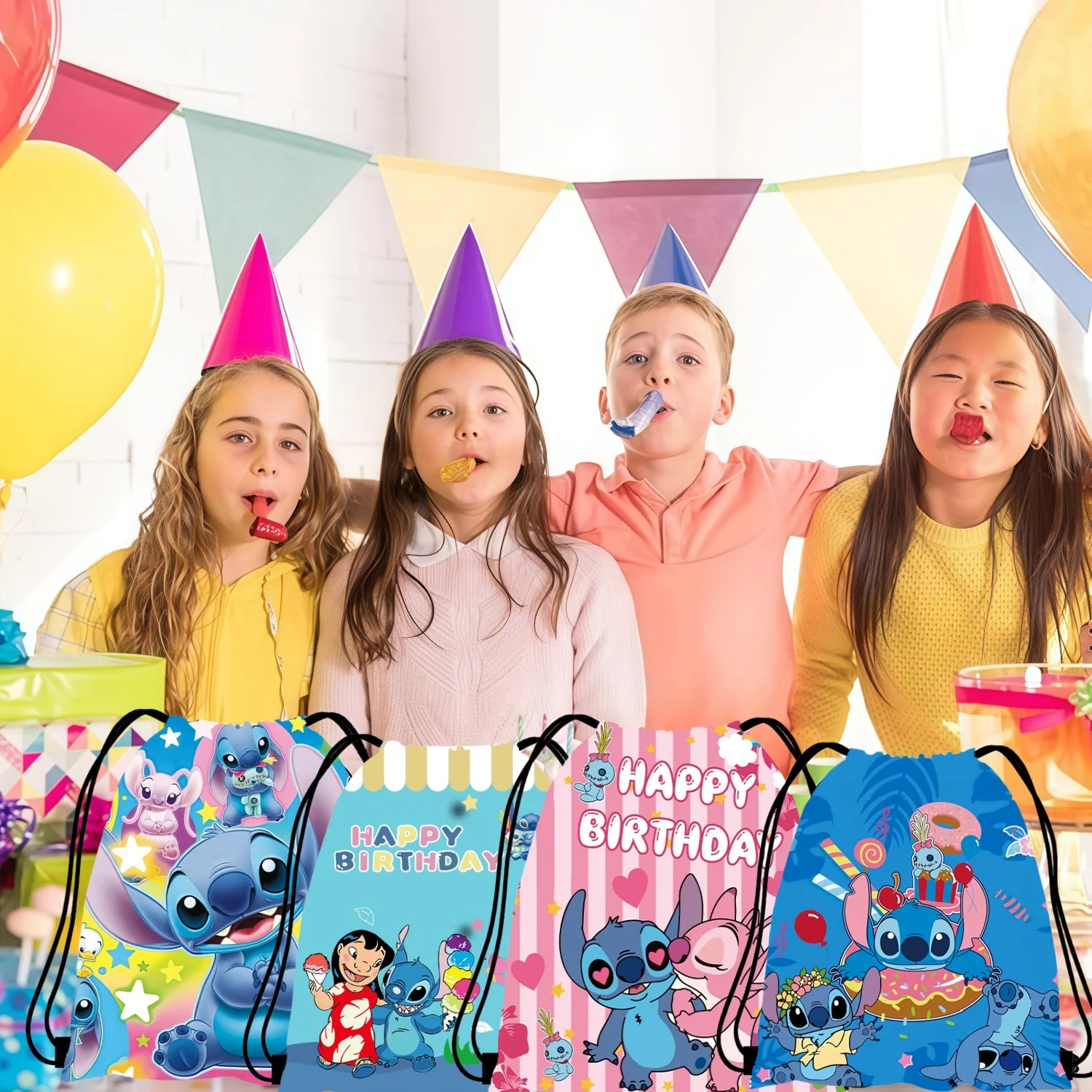 

lilo stitch bag party Birthday Decor Disney Stitch Non woven Drawstring Bag Gift Packaging Bag Storage Bag Gifts Party Favors