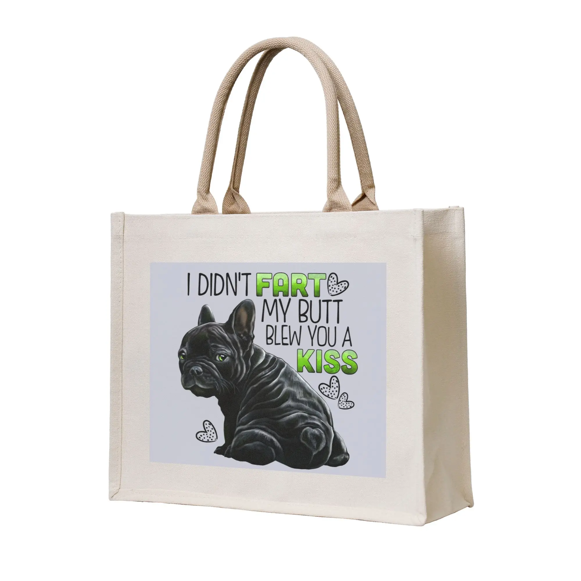 Kawaii Cute French Bulldog Shopping Tote Bag Portable Funny Frenchie Pet Grocery Shopper Shoulder Bag