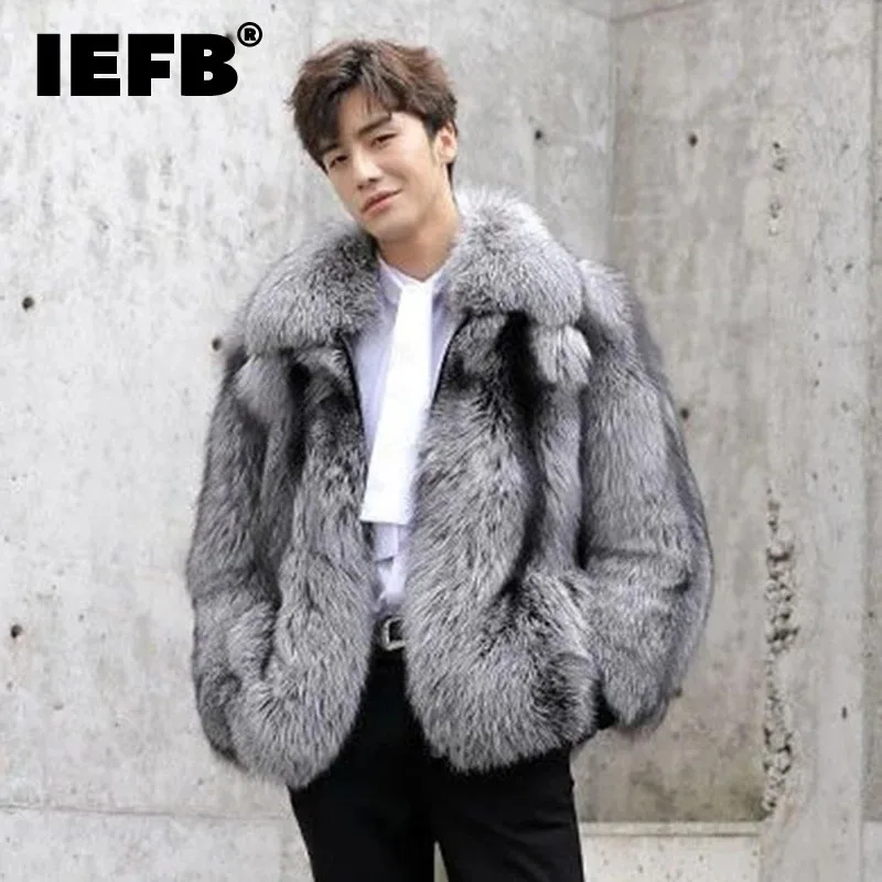 IEFB Winter Men's Faux Fur Coat Fashion Casual Thick Warm Outdoor Woolen Cardigan Original Design Trend Male Clothing 21Z1890