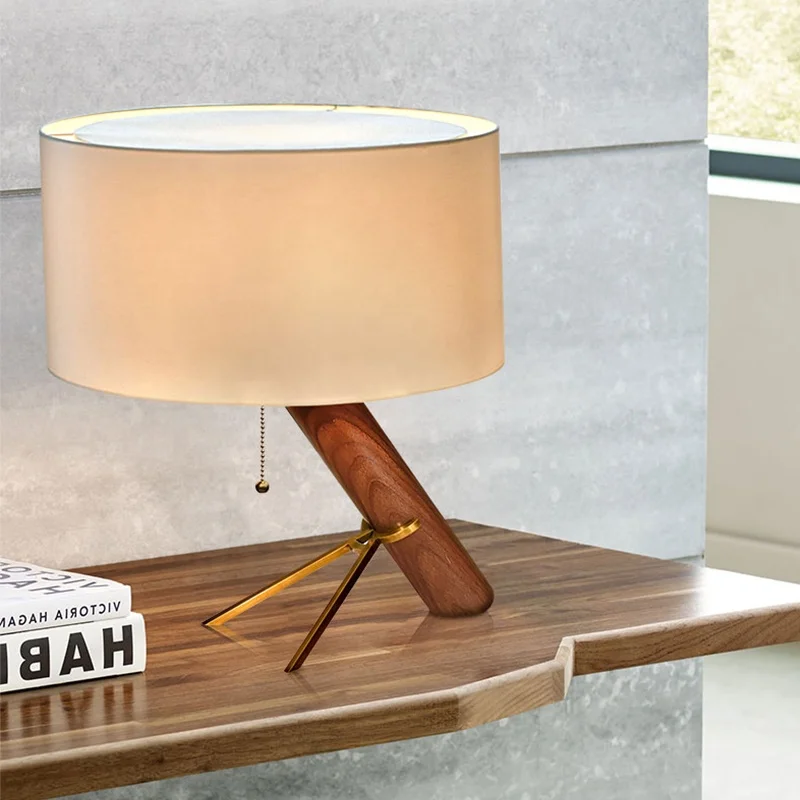 Modern wooden table lamp country study office study eye protection lamp