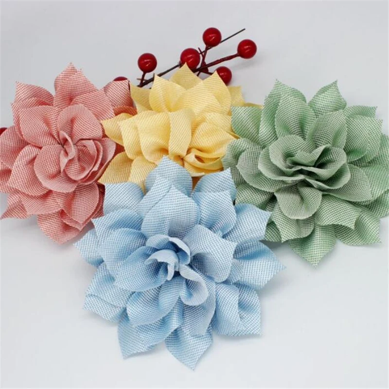 50pcs/lot new fashion 12cm fabric cloth flower charm connectors for diy headwear garment jewelry making accessories