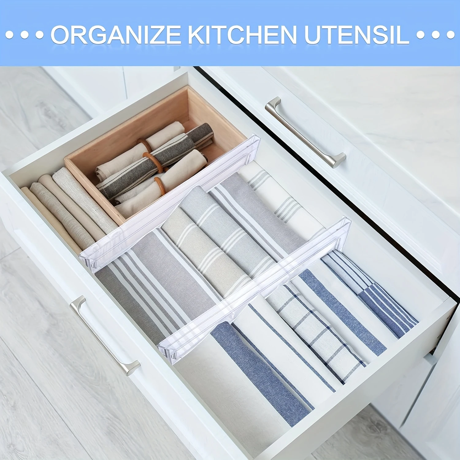 

10pcs Adjustable Clear Plastic Drawer Dividers, Expandable From 11 To 19 Inches, Organizers For Bedroom, Kitchen, Office