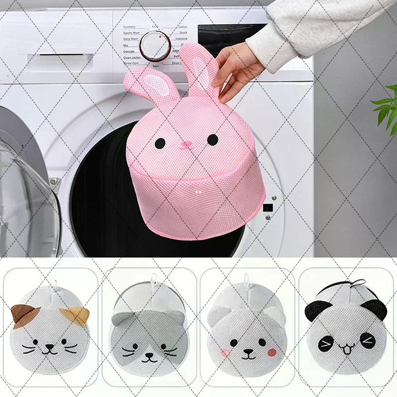Cute Rabbit Anti-Deformation Laundry Bag Mesh Washing Pouch for Bras Underwear Lingerie Machine-Wash Special Home Travel Use