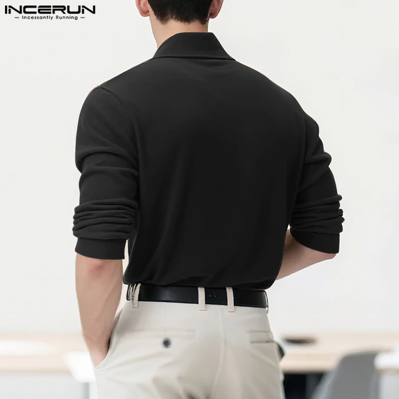 INCERUN قمصان رجالية بلون سادة وأكمام طويلة من القطيفة ملابس رجالية غير رسمية ملابس خروج فضفاضة 2025 قمصان رجالية عصرية ترفيهية