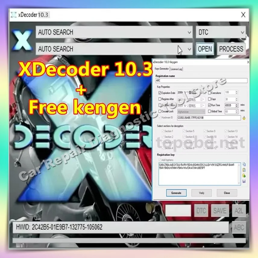 

2024Hot! Sales Xdecoder 10.3 with Keygen DTC Remover Crack DTC OFF Delete Software Full Verison for Hyundai/VAG EDC15 Xdecoder