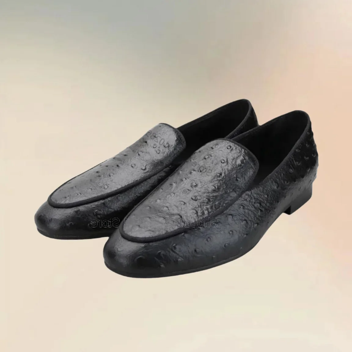 

Black White Ostrich Pattern Men Loafers Fashion Slip On Men Casual Shoes Luxurious Handmade Party Banquet Office Men Dress Shoes