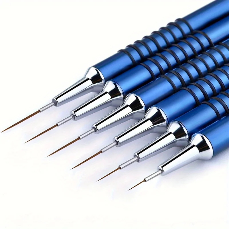 Blaue Nail Art Liner Pinsel Set Metall rutsch feste Stift halter längliche Linien Streifen Zeichnung UV Gel Malerei Nagel Design Stift