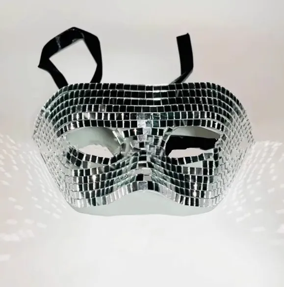 Dance Party Flash Mirror Dance Troupe Mask, Full Face Halloween Makeup Party Street Dance Performance Mask