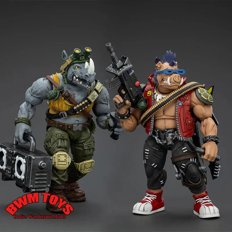 Original In Stock JOYTOY 1/18 Scale TMNT Series Rocksteady&Beebop Full Set 11.5CM Mobile Soldiers Action Figure Doll Fans Gifts