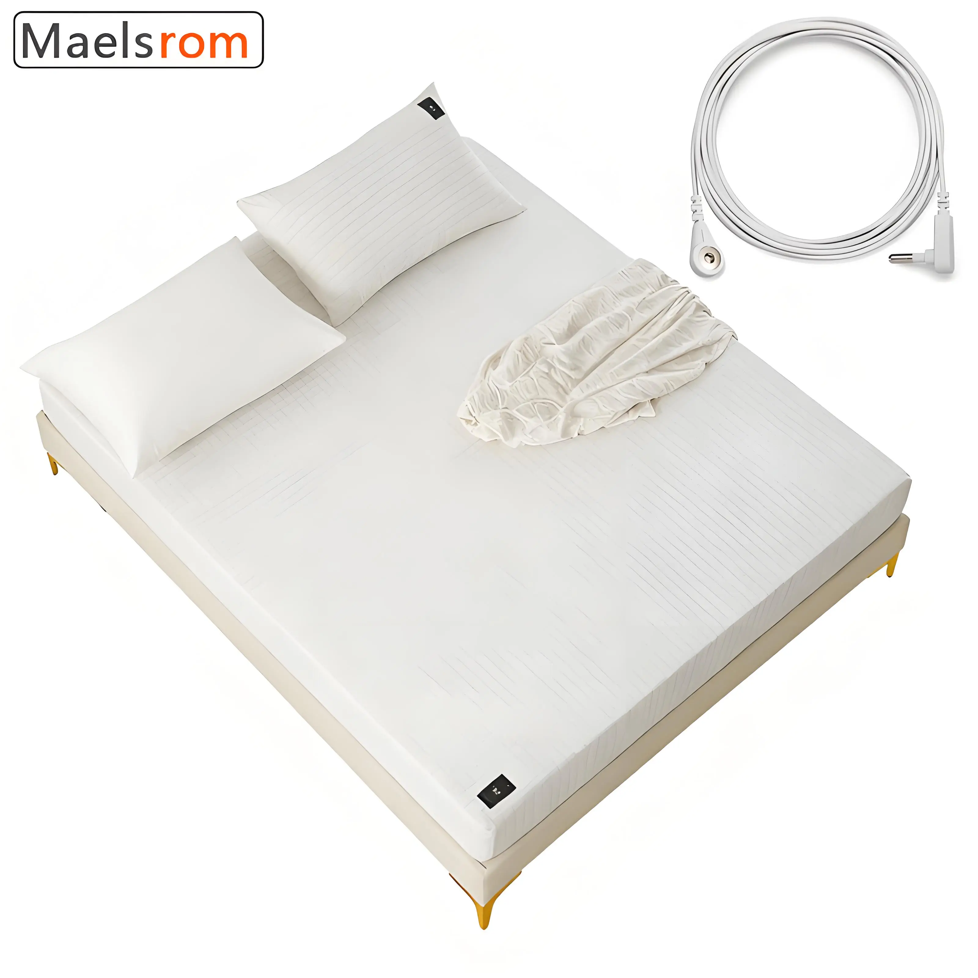 Grounding Sheet for Better Sleep & Wellness - Conductive Cotton and Silver Fitted Sheet with Earthing Cord, Machine Washable