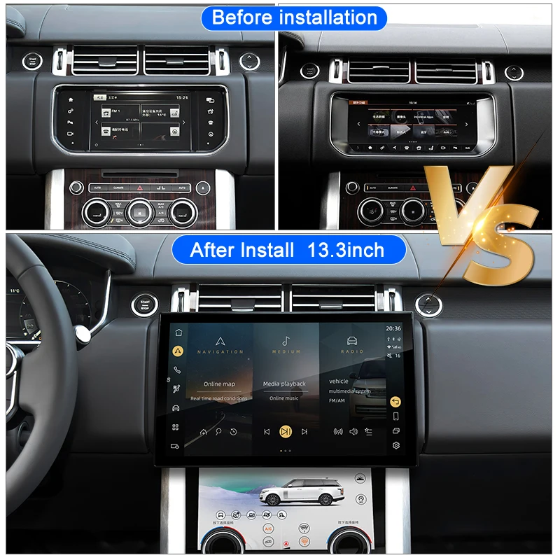 For Range Rover Vogue L405 2013-2017 Android 14 13.3-inch Car Radio Multimedia Video Playback GPS Navigation Stereo 4G Carplay
