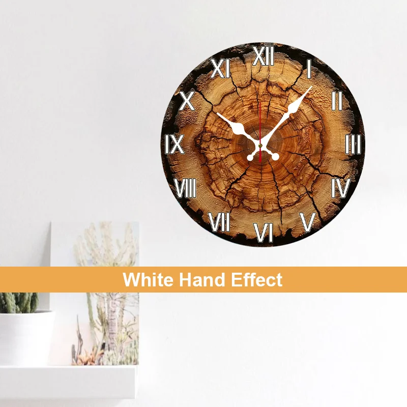 1pc relógio de parede diy-decoração moderna de fazenda com design de coto de árvore, movimento silencioso, para sala de estar, quarto, cozinha, escritório
