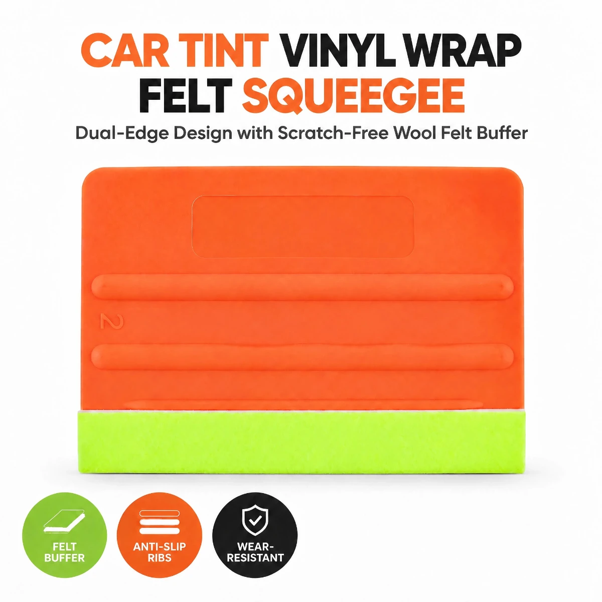 Yellow Felt Edge Scratch Free Squeegee Soft Plastic Scraper Bubble Remover for Car Window Tint Vinyl Wrap PPF Protective Film