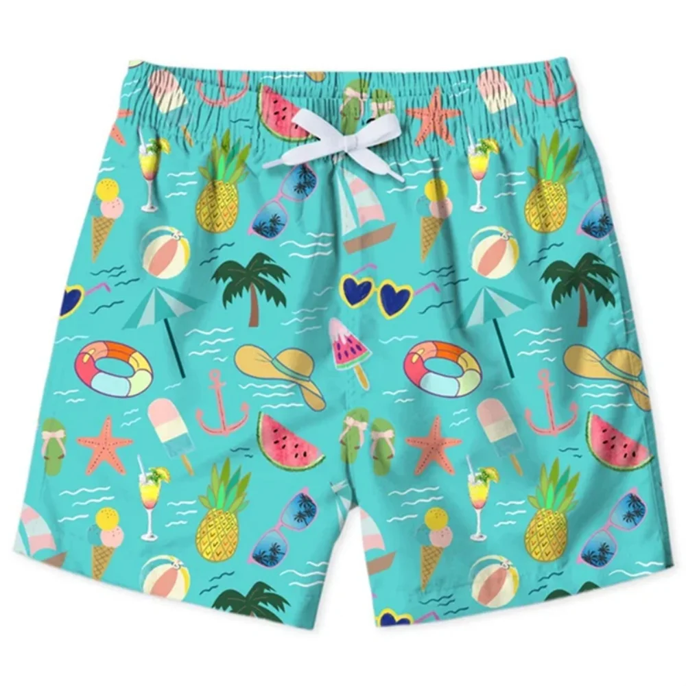 

New Cute Shark Dinosaur Pattern Beach Shorts For Men 3d Print Cartoon Animal Swim Trunks Men's Surfing Board Shorts Streetwear