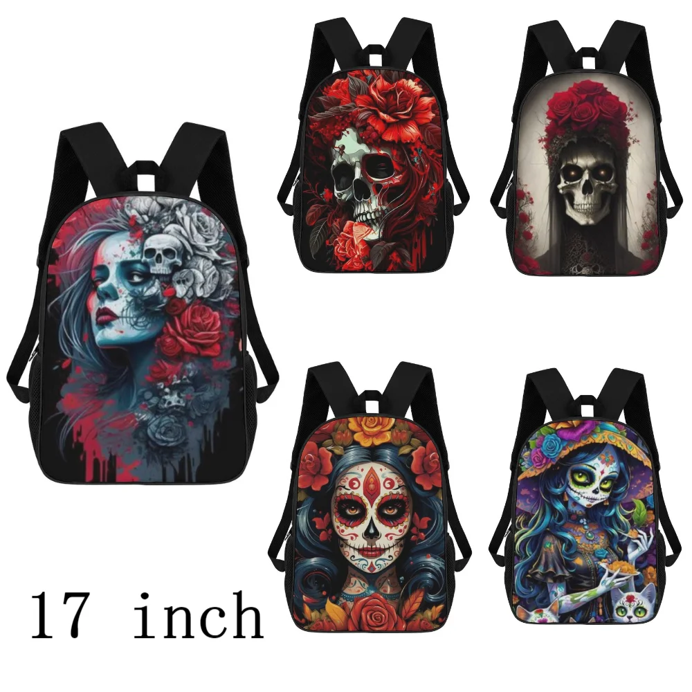 Horror Skull Girl Schoolbag 3d Printed Backpack Pattern Custom Back-To-School Season Youth Large Capacity Laptop Bag