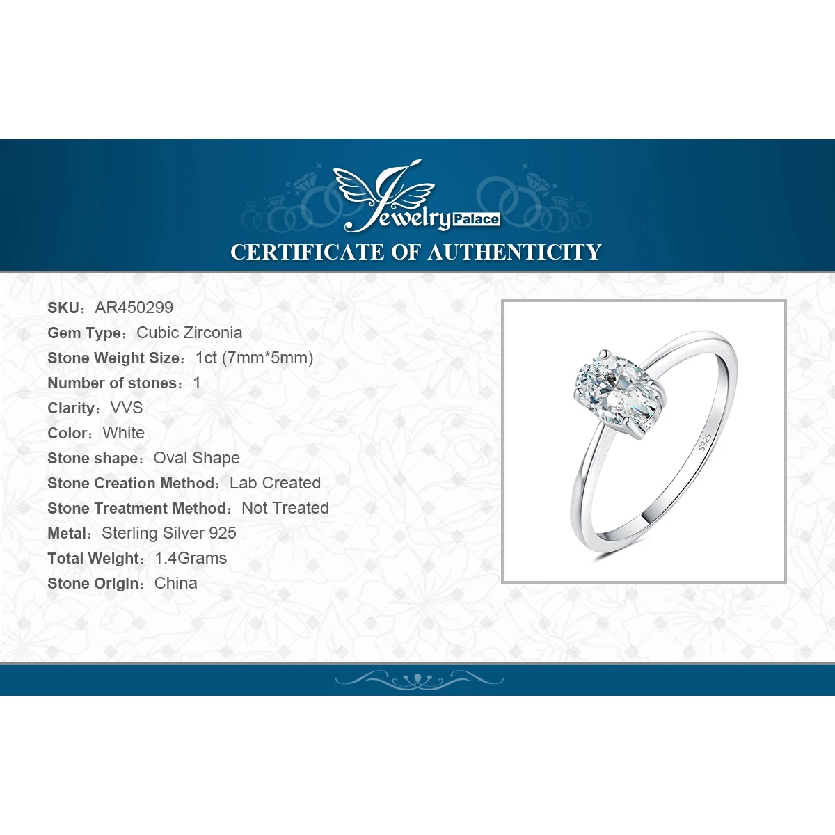 JewelryPalace-Anillo de Plata de Ley 925 con forma de óvalo para mujer, sortija de compromiso, plata esterlina, Circonia cúbica, zirconia, circonita, zirconita, regalo de aniversario