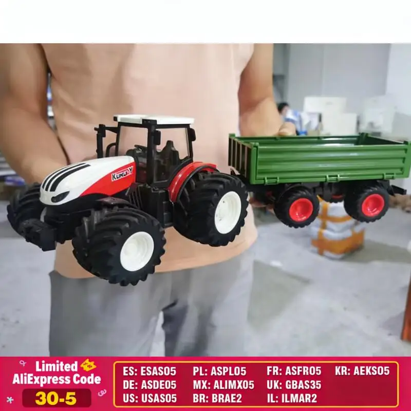 

1/24 RC Farmer Toys Set Tractor Trailer with LED Headlight 2.4G Remote Control Car Truck Farming Simulator for Children Kid Gift