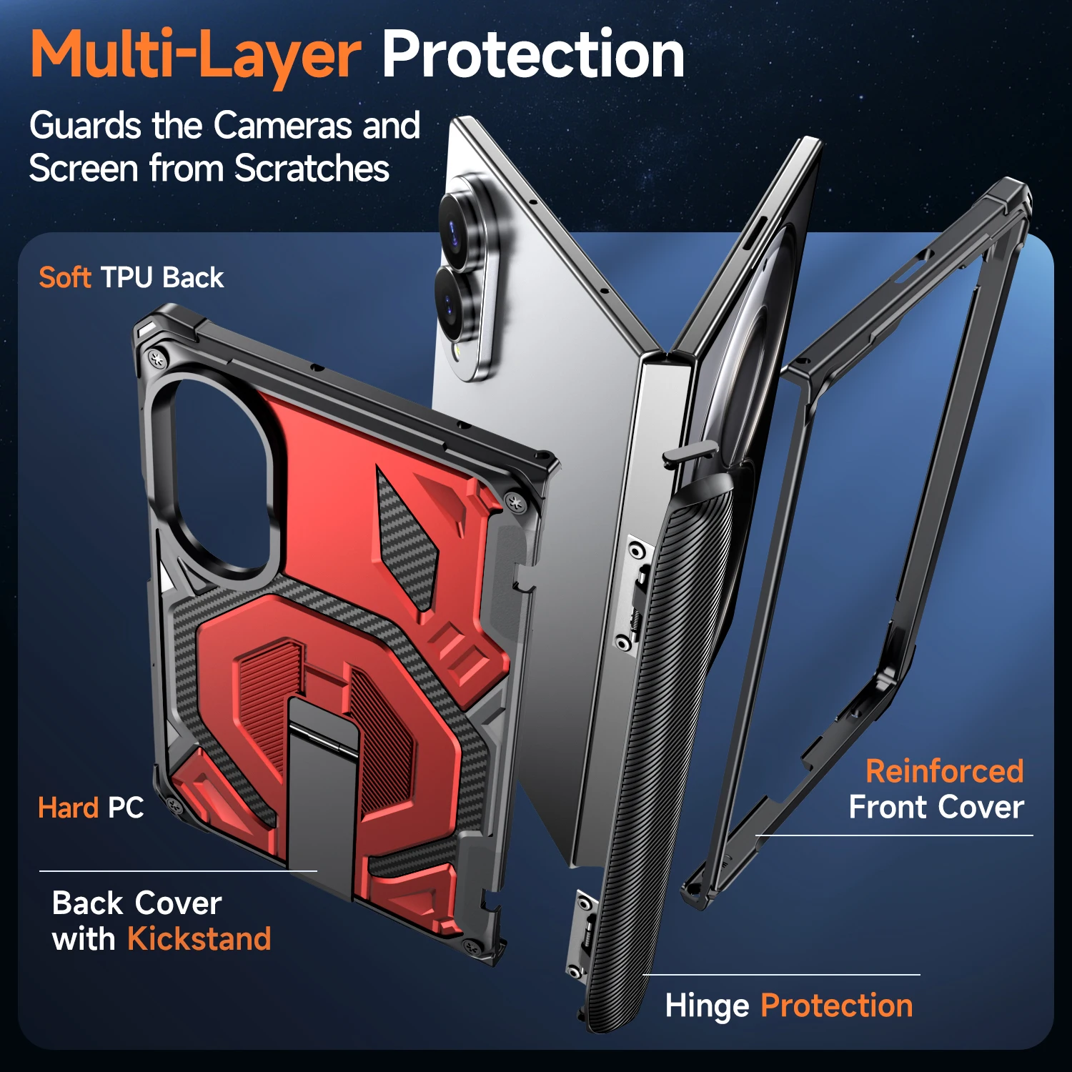 Magnetyczne etui do Samsung Galaxy Z Fold 8 Ultra Fold8 Fold 7, pancerne, odporne na wstrząsy, z podstawką, kompatybilne z ładowaniem Magsafe, obudowa. — zdjęcie produktu 5