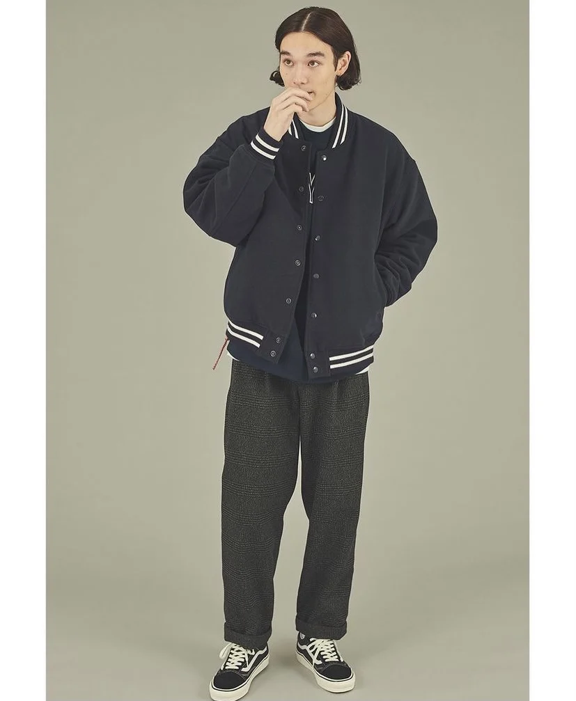 

Japanese Made Fce Lined Casual ex Autumn Winter Warm Red Rope Jaet Baseball Vest Loose Fit Youth Faion Wool Blend