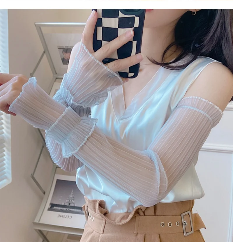 Summer Long Sun-protective Sleeve for Women Lace Sleeves Gloves Lady Thin Lace Mesh Arm Sleeve Sunscreen Uv Breathable Mittens