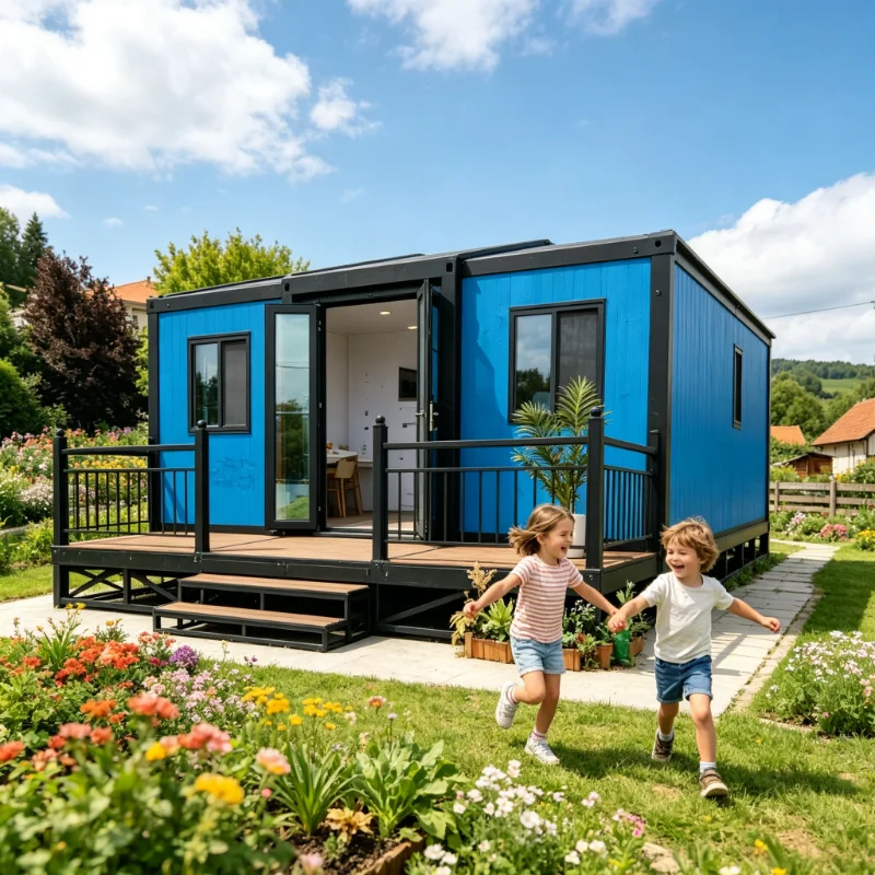 Insulation Double-wing Flat Roof Foldable Steel Container House Quick Assemble Detachable Luxury Flat Pack Prefabricated House