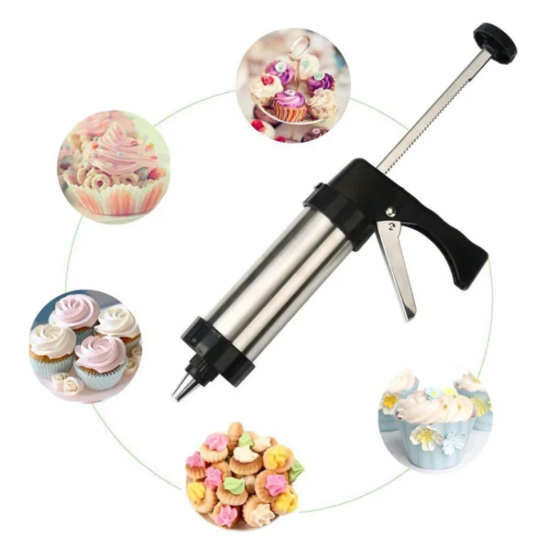 Stainless Steel Cake Cream Decorating Gun Sets Cookie Making Machine Nozzles Mold Pastry Syringe Extruder Kitchen Baking Tools