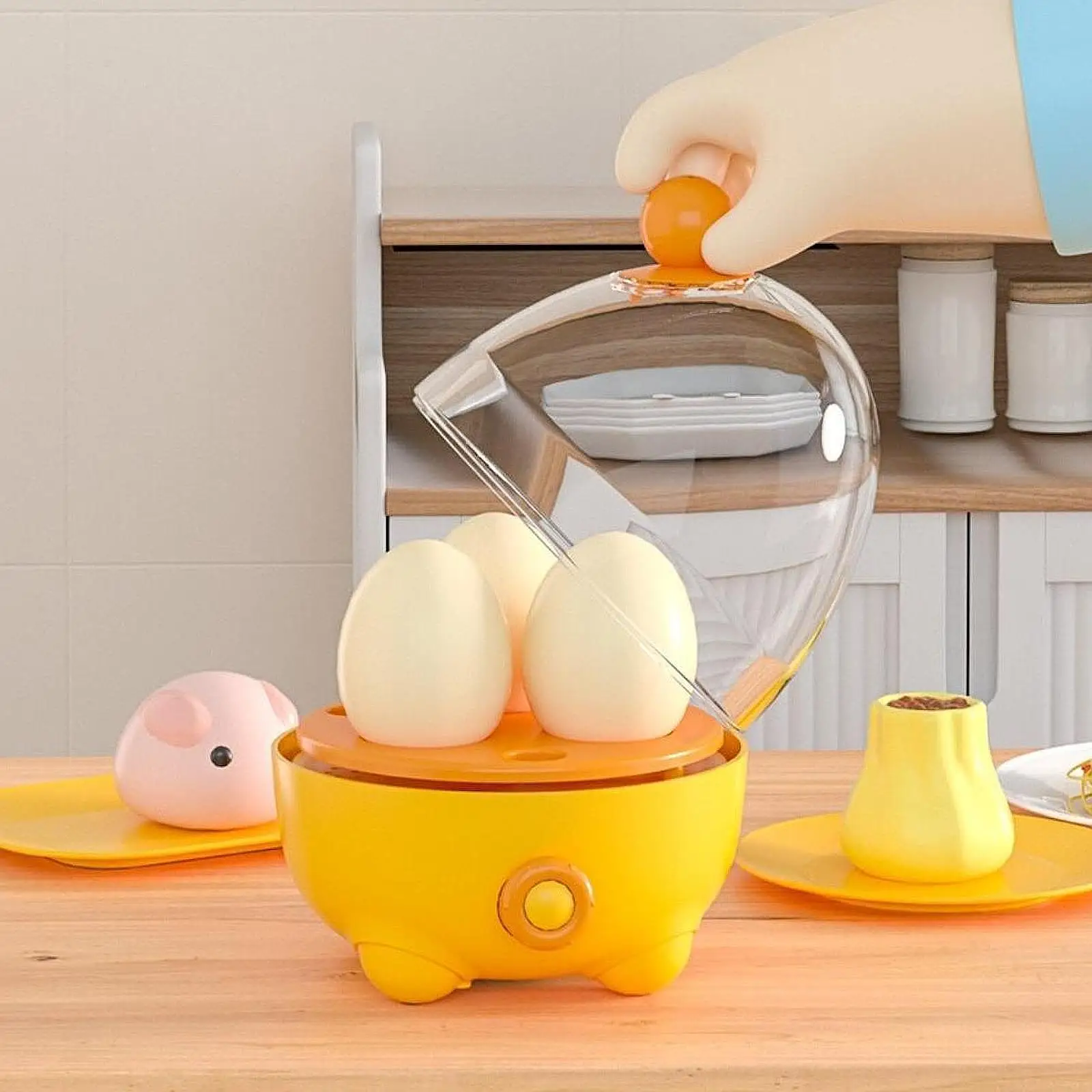 Egg Steamer Toy Miniature Home Appliances Toy Fine Motor Skill Developmental Realistic Children Pretend Toy for Girls Boys