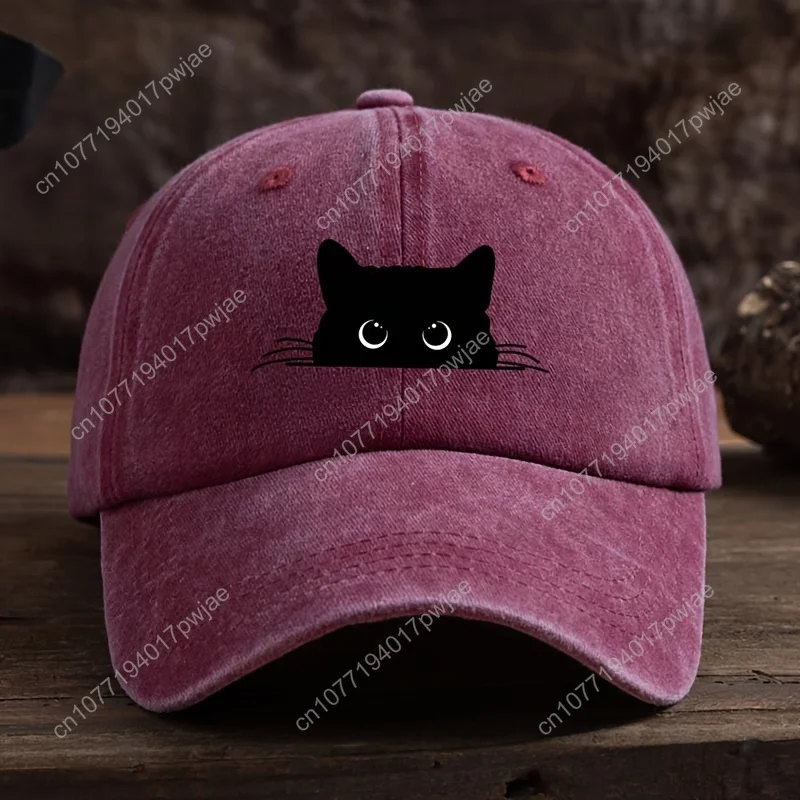 Verstelbare baseballpet met schattige kattenprint voor heren en dames, vrijetijdskleding voor buitenreizen, zonwerende eendenbekpet