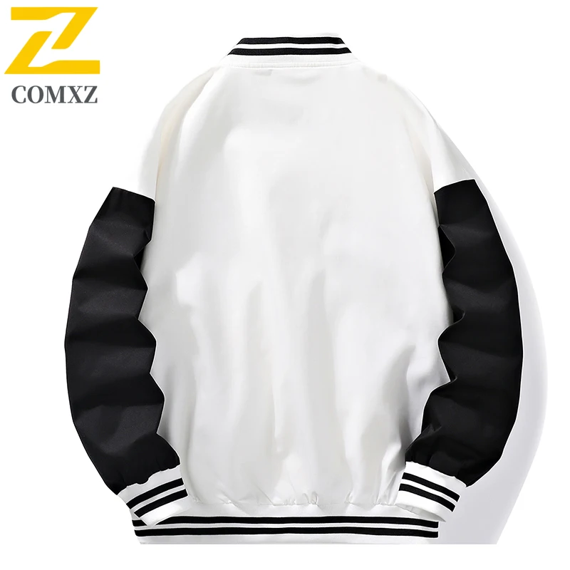 COMXZ Baseball Jacket Men New Premium Outdoor Camping Windproof Coat Classic Baseball Collar Casual Spring Autumn Clothing