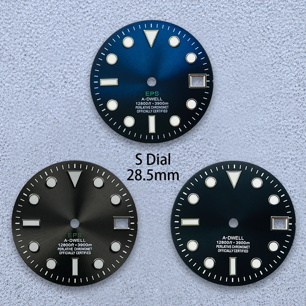 

28.5mm S Logo SUB Dial Fit NH35/NH36/4R/7S Japanese Movement Green Luminous High-Quality Watch Modified Accessories