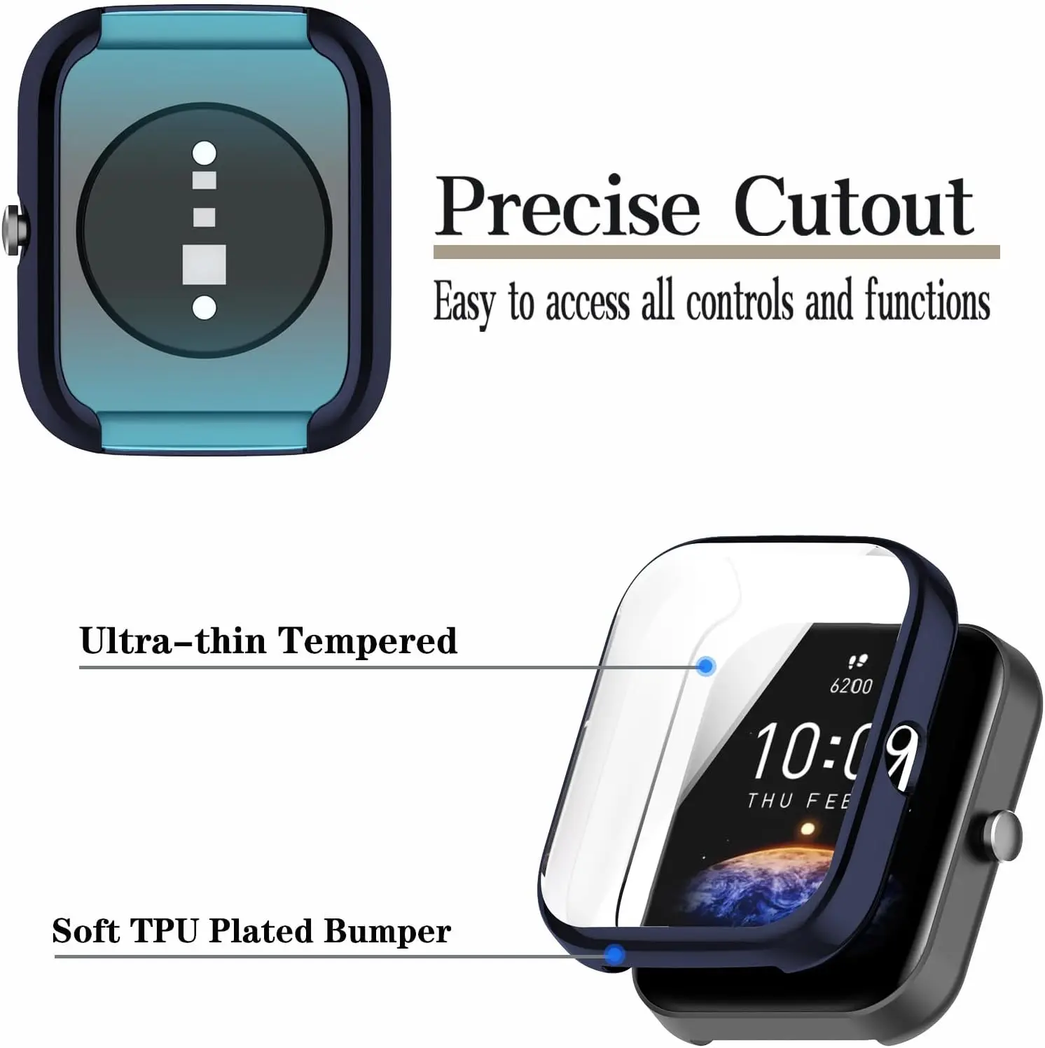 Funda protectora de pantalla para reloj inteligente Amazfit Bip 3/Bip 3 Pro, parachoques suave Chapado en TPU, accesorios de cubierta facial completa