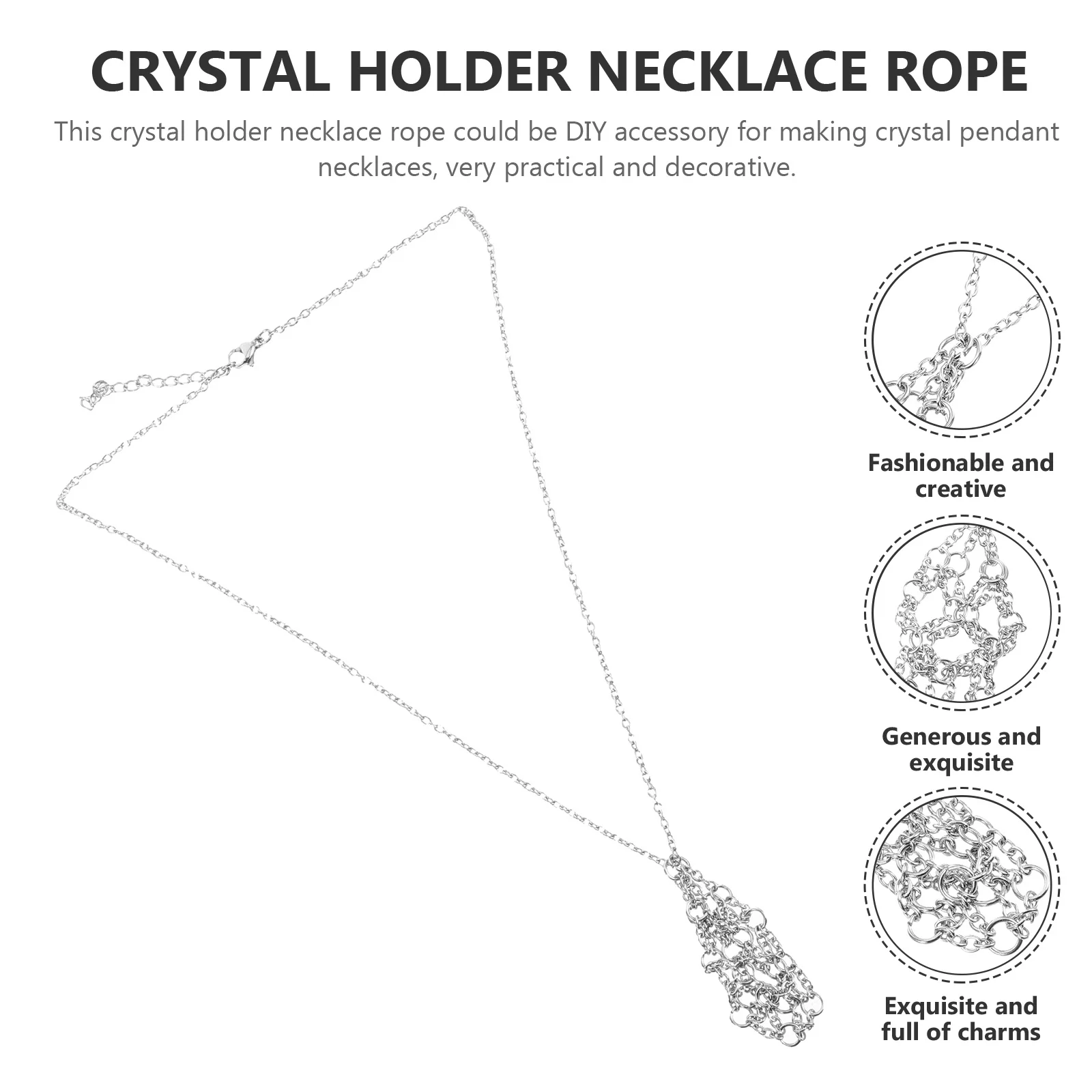 

Adjustable Crystal Cage Necklace Rope Metal Crystal Holder Cord for DIY Stone Pendant Necklace Lightweight Sturdy