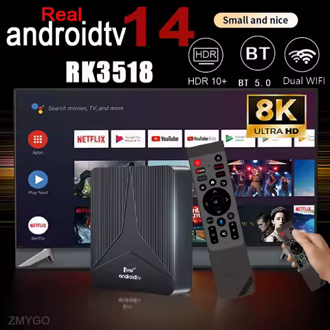 TV Box 4K Android 14 Real RK3518 Quad Core 8K HDR10 Dual 5G wifi bt5 Voice Remote New 2025 Androidtv Media Player Set Top Box