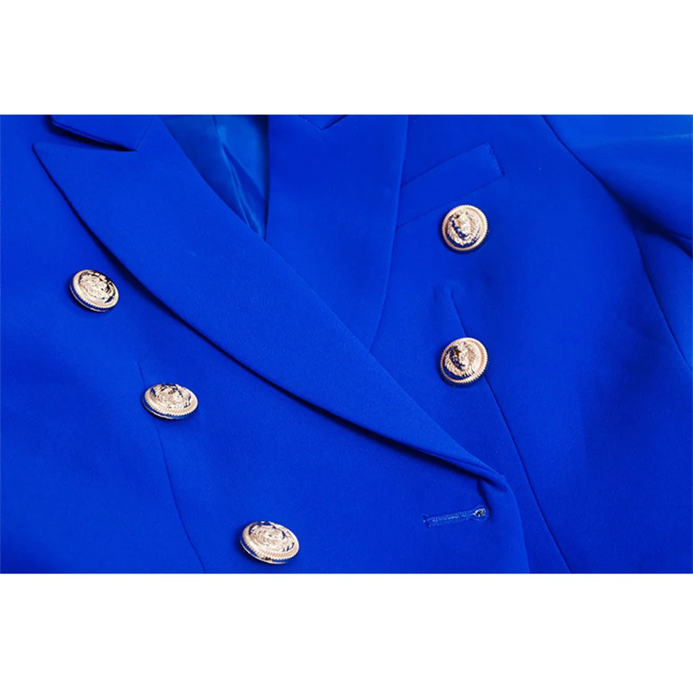 Customized Women\'s Designer Blazer: Handcrafted in a slim fit with gold buttons for stylish office and casual wear