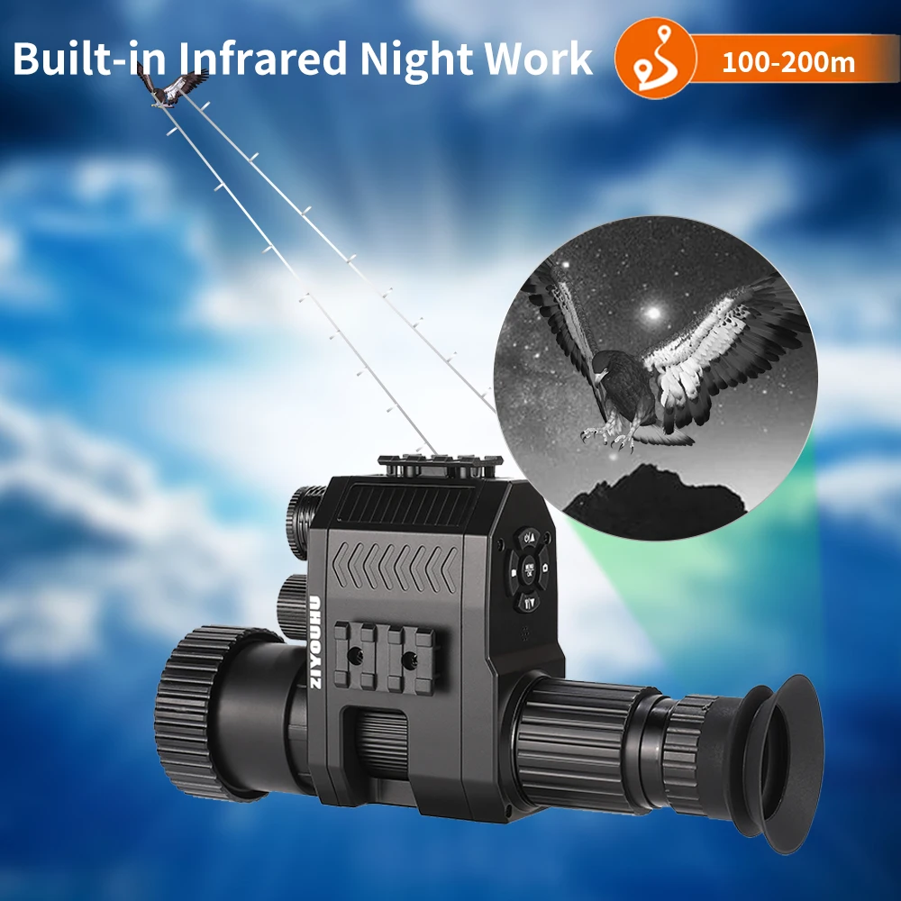 Ziyouhu Nieuwe Digitale Hd Nachtzicht 720P/1080P Videocamera Kruiscursor Optiek Infrarood Monoculaire Achterkant Toevoegen Op Telescoopjacht