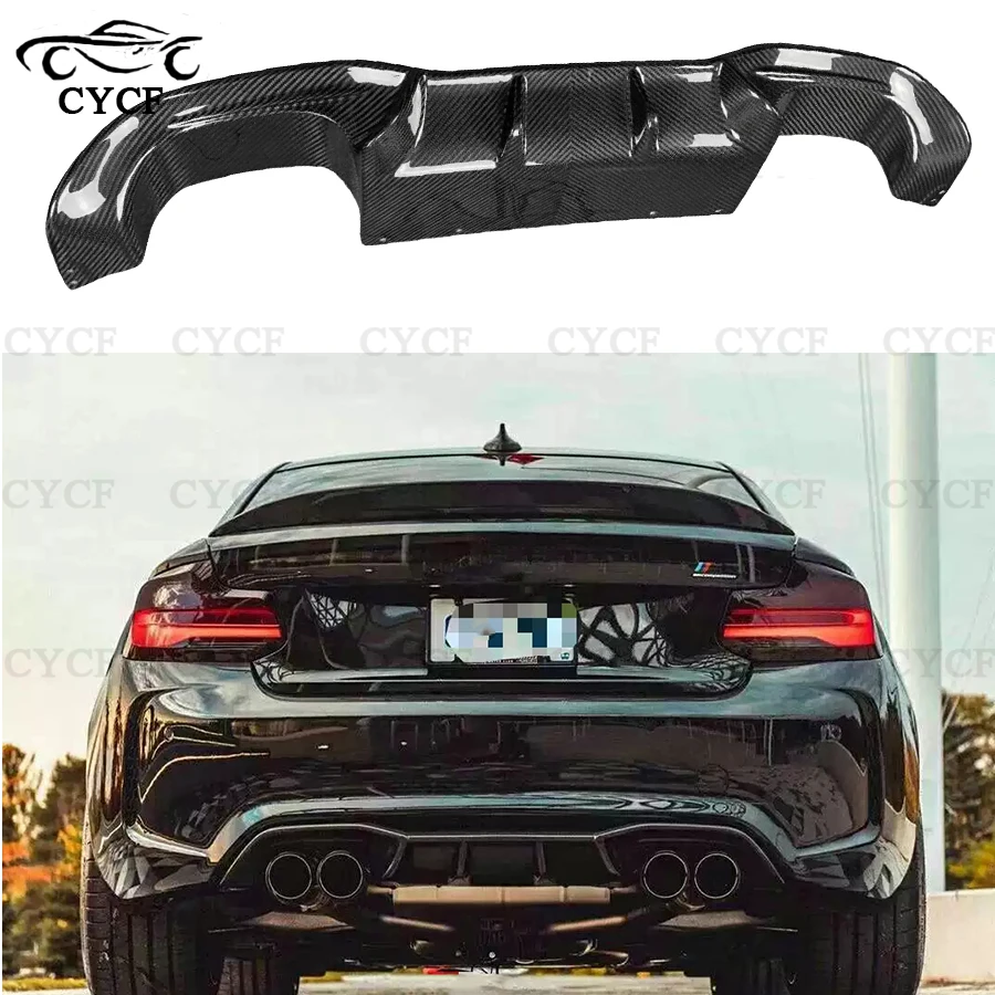 Carbon Fiber Rear Lip Diffuser For BMW M2 F87 M2C 2014-2021 AK Style Competitive Back Bumper Hugger Spoiler