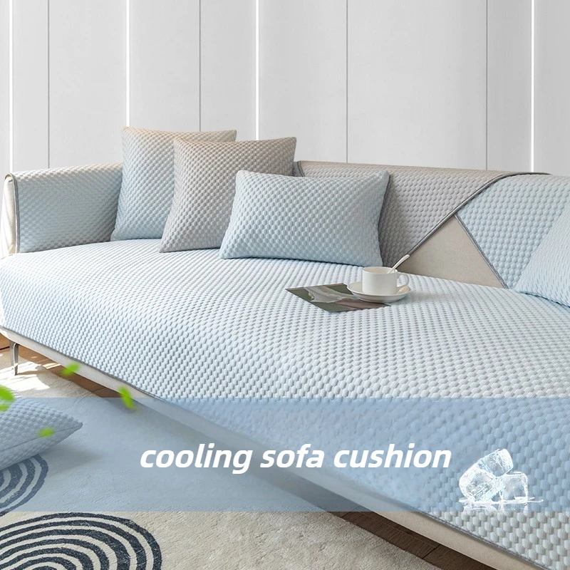 Cooling Feel Sofa Towel Summer Universal Non-slip Armrest Sofa Slipcovers Breathable Ice Silk Couch Pad Sofa Seat Mat Home Decor