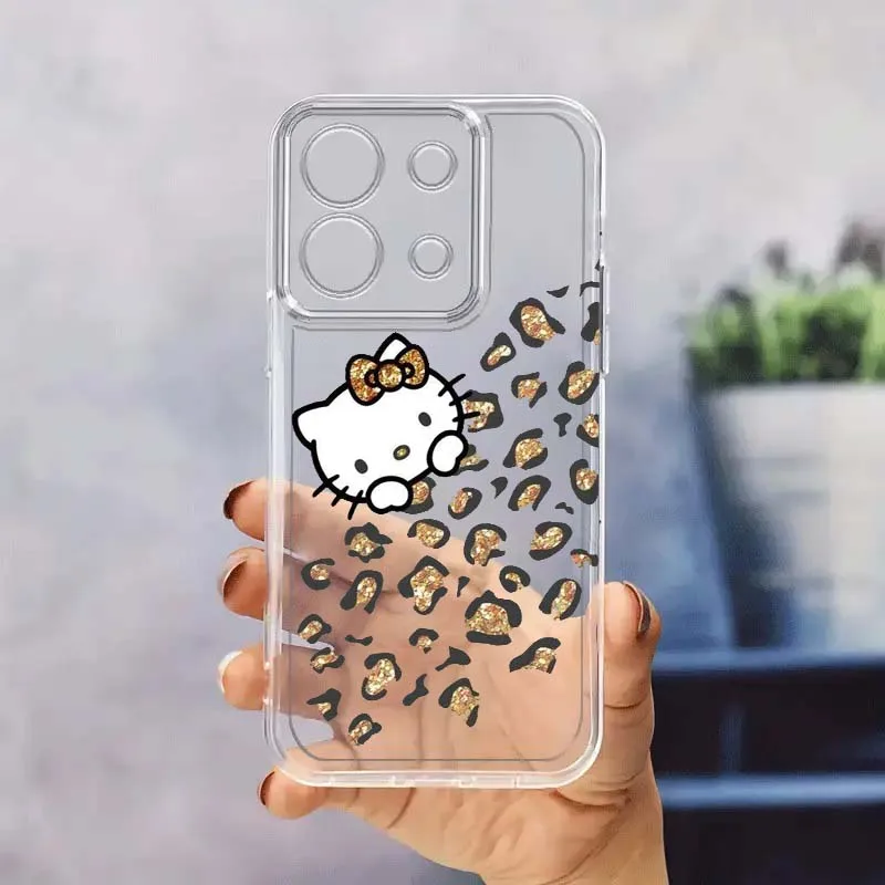 

Art Hello Kitty Leopard Print Phone Case For Xiaomi Redmi Note 14 13R 13 12 12S 11 12T 11S 11T 10 Pro Plus Transparent