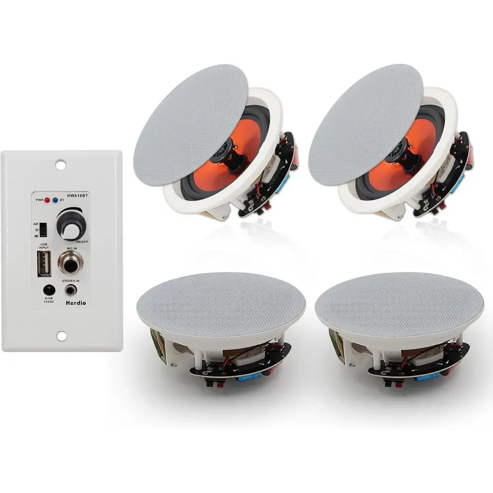 

6.5'' Bluetooth in Wall in Ceiling Speakers 600W 2-Way lush Mount Speakers System with Wall Ampliier Receiver or Home Theater Oi