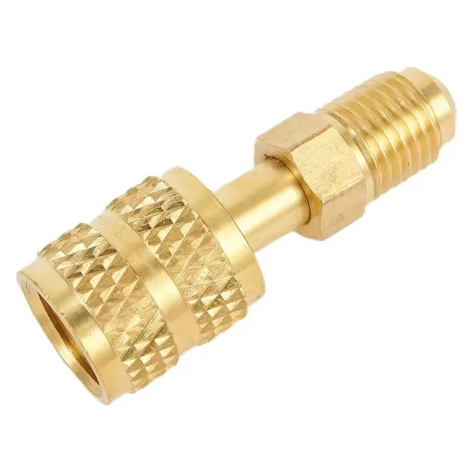 Solid Copper R410A Refrigerant Charging Adapter SAE Male Thread 1/4‘ Adapter for 5/16’ SAE Charging Hose Pump