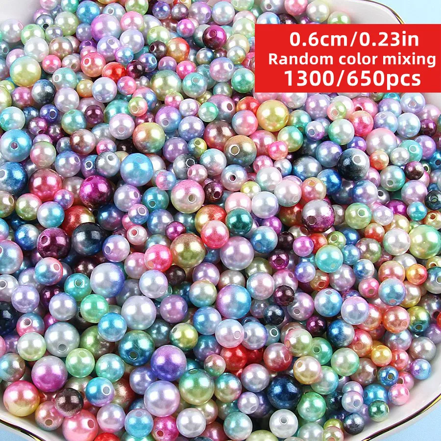 

1300pcs/650pcs 6mm Acrylic Random color mixing Gradient Round Beads DIY Jewelry Making for Personal Style