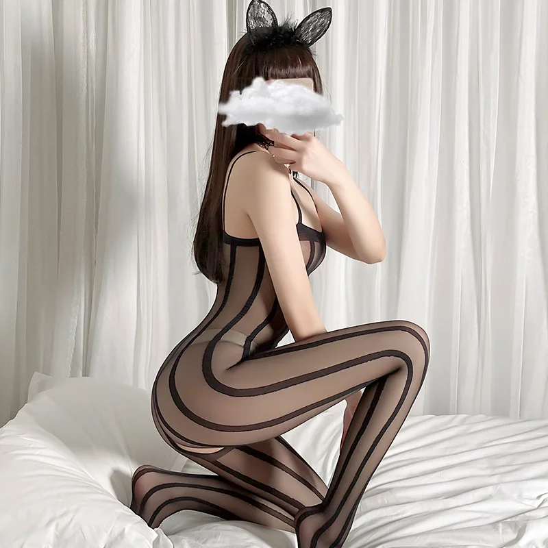 セクシーな Bodystockings メッシュクロッチレスボディスーツシースルーポルノ衣装エロ下着下着女性テディストッキングキャットスーツ