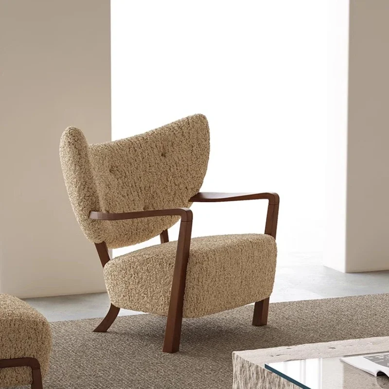 Danish Designer Style, Internet Celebrity Chair, Lambskin Material, Source Factory，Nordic Style Woolf Leisure