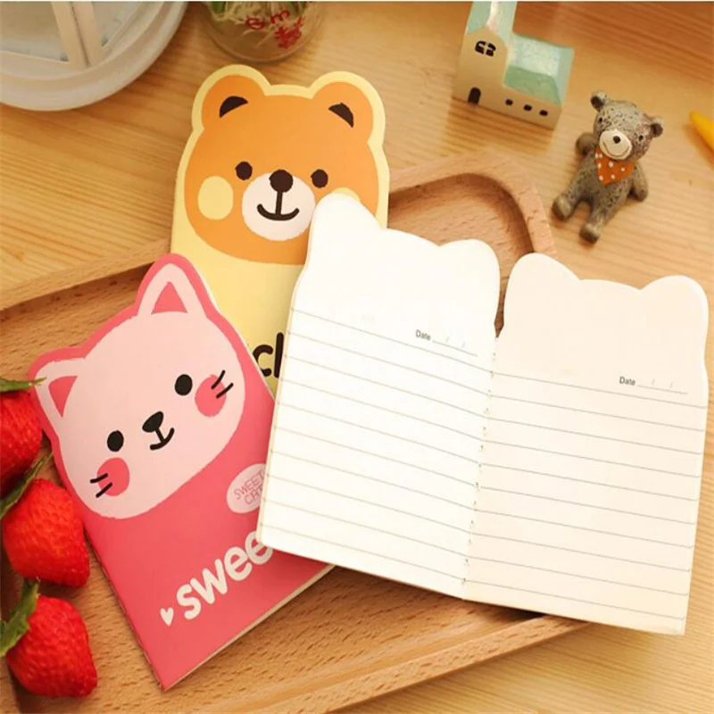 Cute Cartoon Animal Alien Notebook, Soft Car Line Folheto, Papelaria portátil, Esboçando Suprimentos, 1Pc