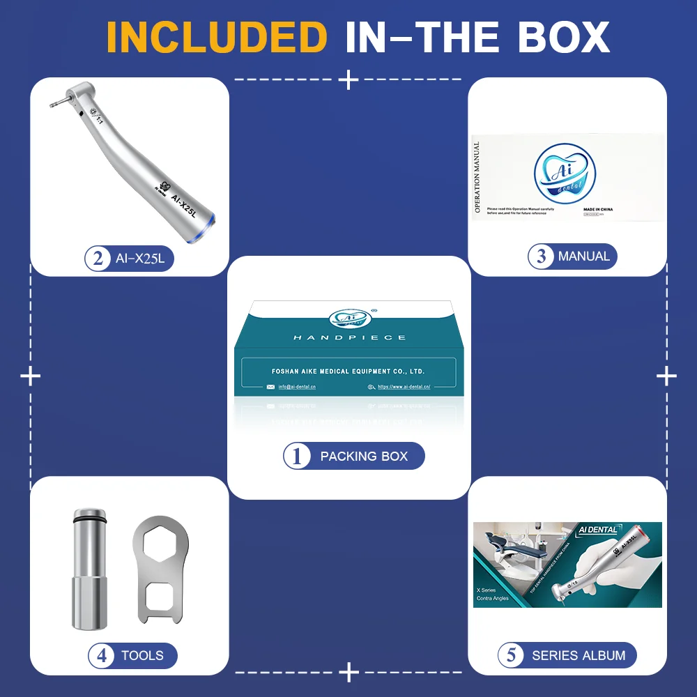 Ai-x25l niska prędkość mikrosilnik elektryczny niebieski 1:1 dental kątnica rękojeść z led fotel dentystyczny cena jednostkowa