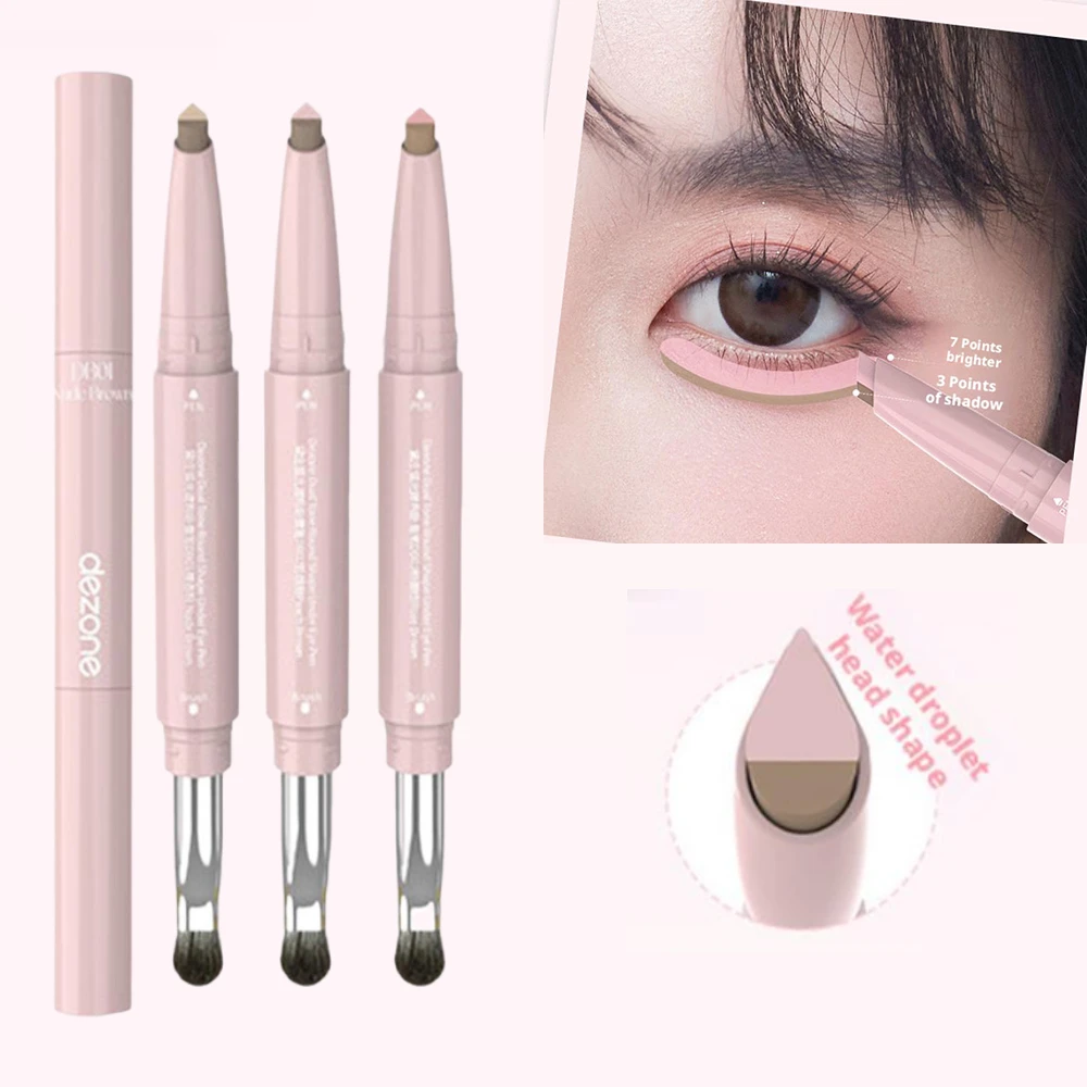DEZONE doppelköpfiger liegender Seidenraupenstift unter den Eyeliner, aufhellender Nude Pink Shadow Stick, dreidimensionales Augen-Make-up für Tränensäcke